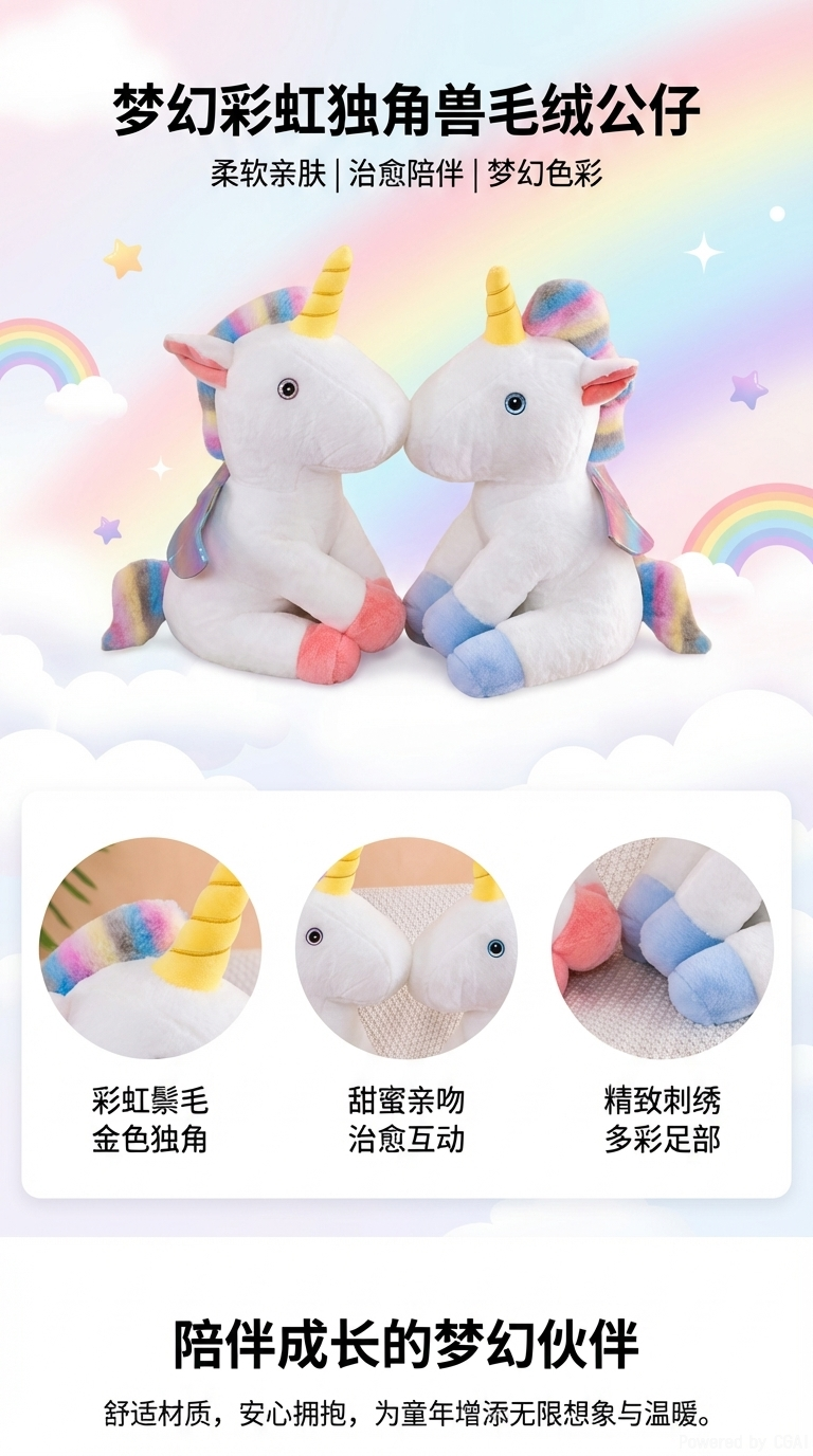 潮流玩偶毛绒公仔独角兽娃娃100%纯棉批发定制毛绒玩具详情1