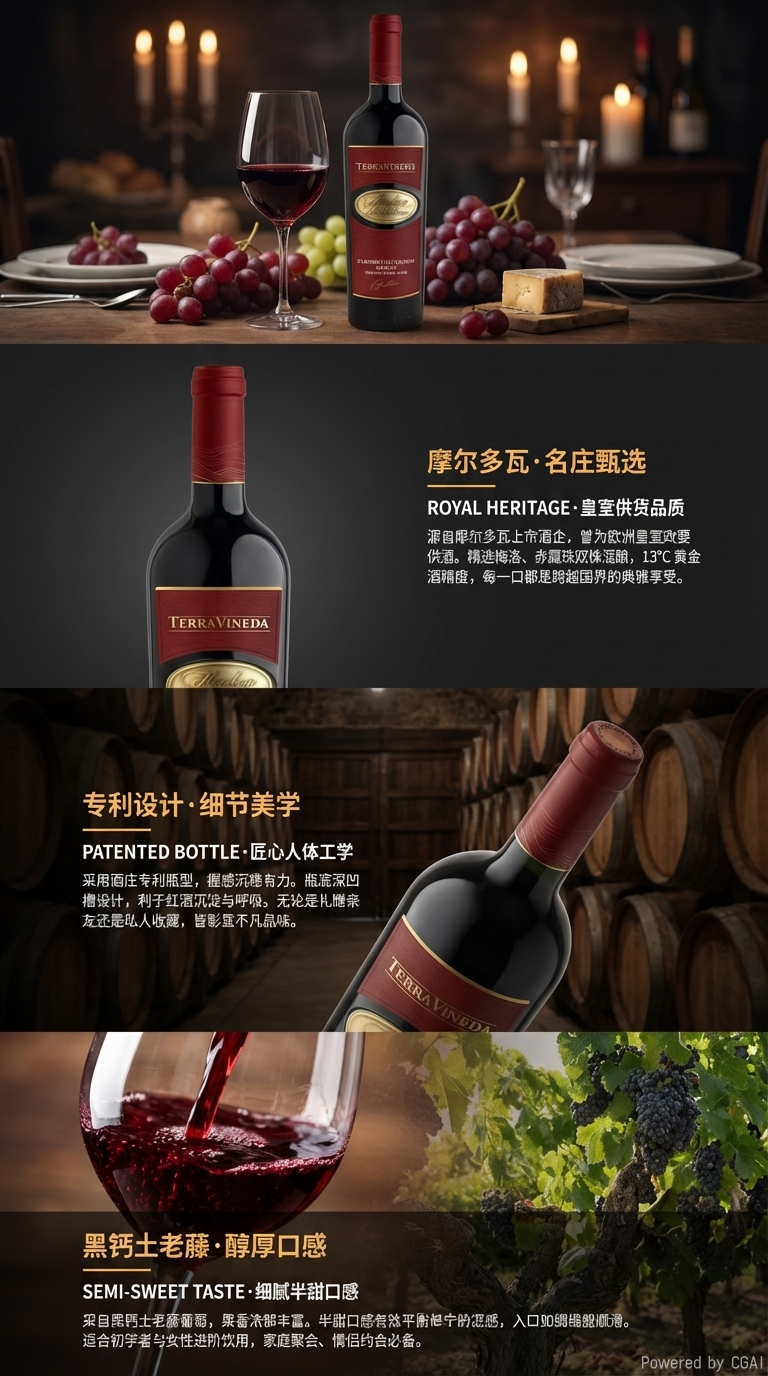 The semi-sweet red wine of the Great Earth Vine in a red wine bottle has a sweet fruity aroma and a rich taste pic 2