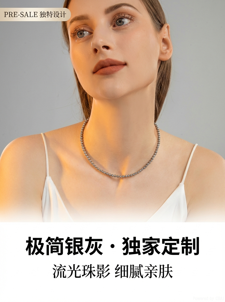 云逸饰家 深灰贝珠项链现货首饰百搭单戴叠戴都好看的饰品厂家详情2