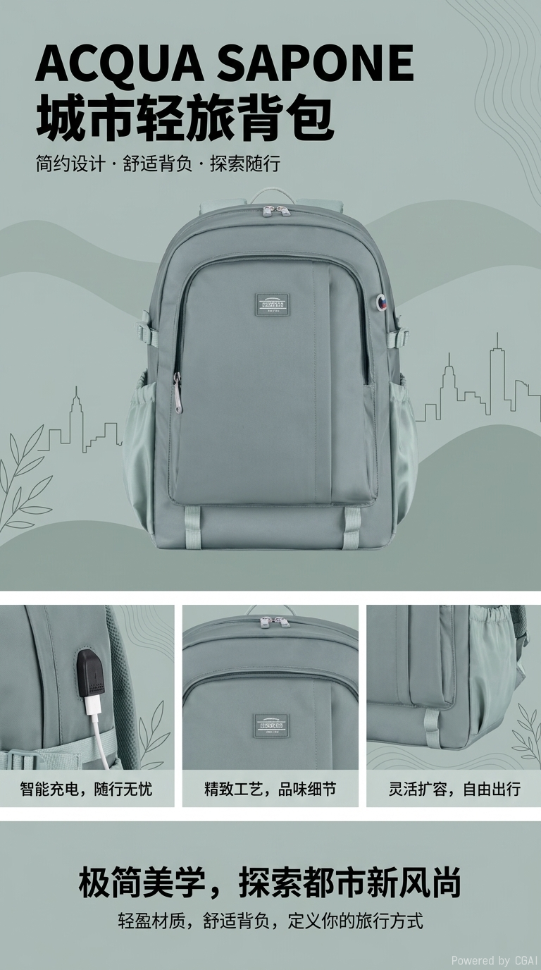 包邮！American Tourister美旅中学生年轻人休闲出行双肩包 NL1详情1