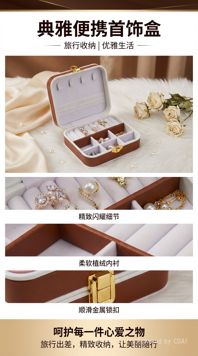Jewelry box, travel accessories, portable ins storage macaron jewelry box, necklace ring jewelry box pic 1