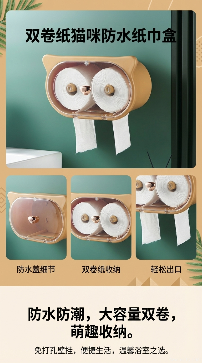 TAGI皮革纸巾盒纸巾抽卷纸器纸巾置物架简约收纳卫生间洗脸巾收纳盒壁挂式免打孔洁面巾置物架网红擦脸巾纸巾盒子详情1