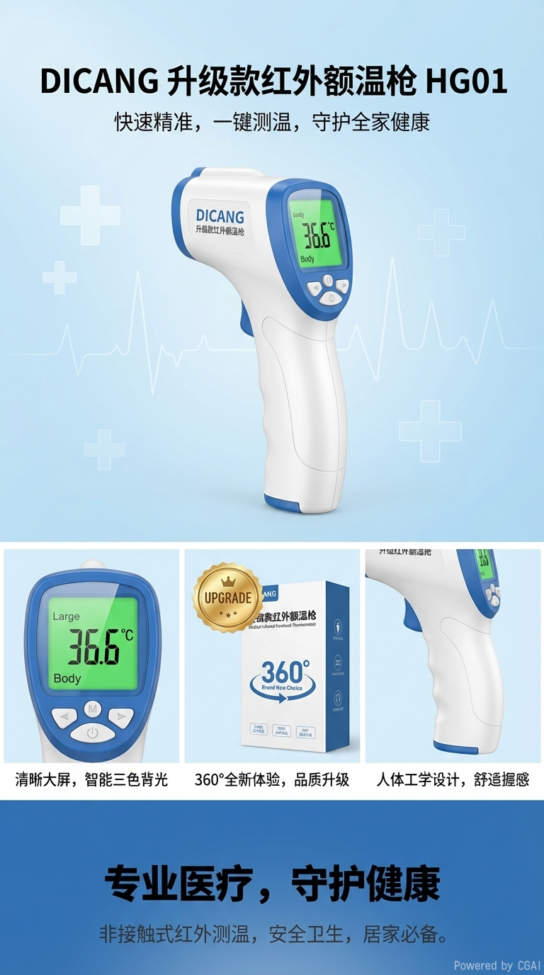 电子体温计非接触式红外测温仪 婴儿童耳温枪 耳温仪额温枪详情1