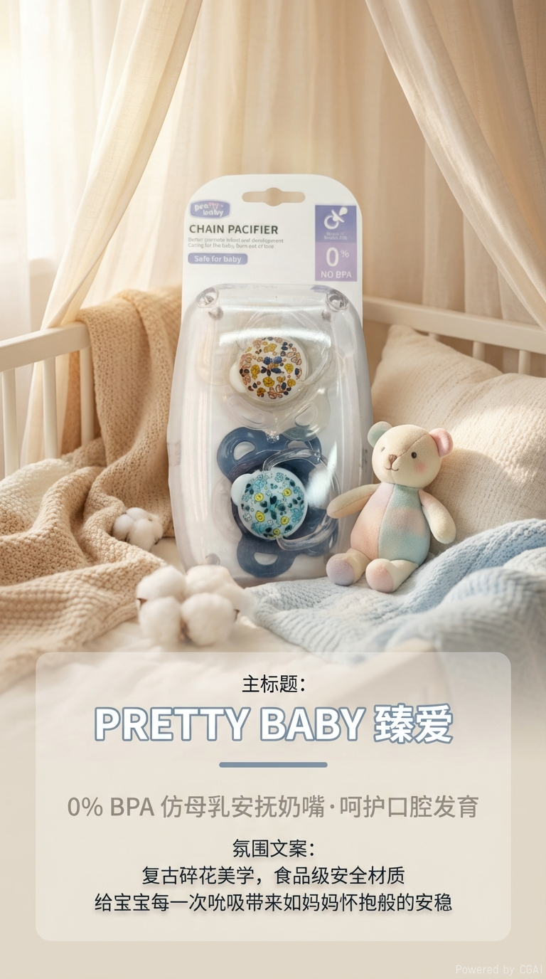 CHAIN PACIFIER baby pacifier, baby products, bottle accessories, soft, anti-choking, safe and comfortable pic 1