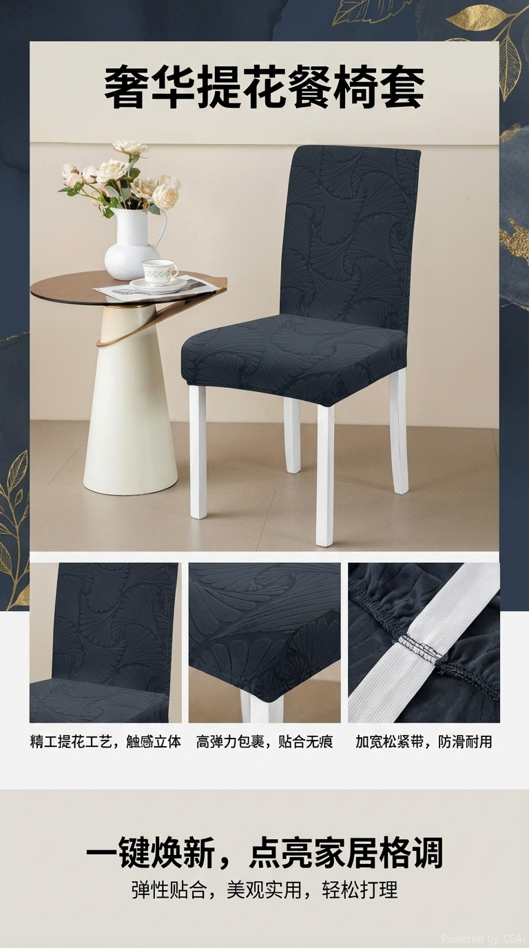 Scented candle printed chair cover, hotel special detachable and washable, antibacterial, soft and breathable chair cover pic 1
