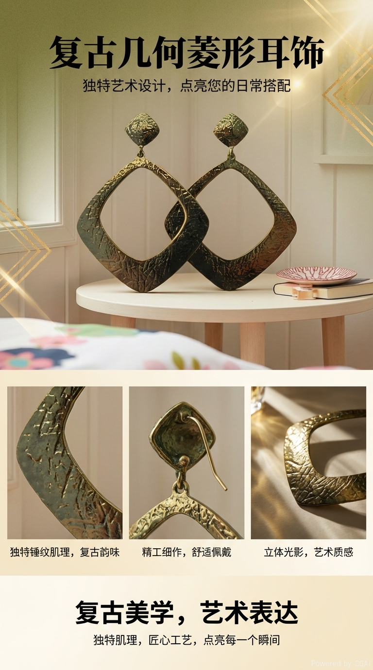 哇咔咪2026新款复古耳环艺术摆件，点缀温馨卧室，时尚与生活美学的完美融合。详情1