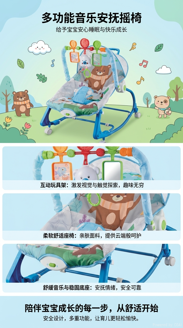 婴儿电动摇椅宝宝椅摇篮洗发盆180g 防滑 便携 可调节详情1