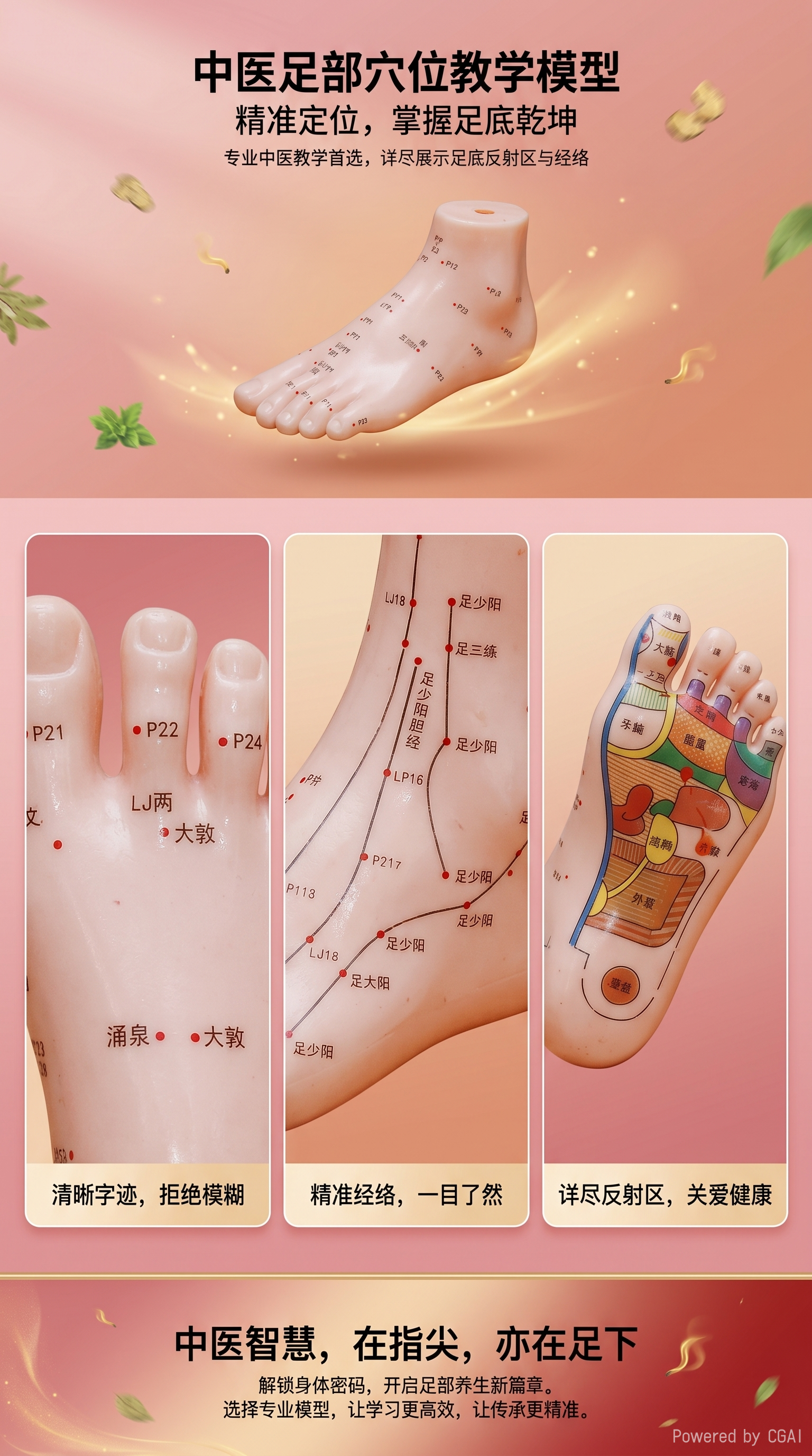 足针灸模型13cm 足针灸训练模型立体脚掌模型穴位足膜针灸模型实验教学详情1
