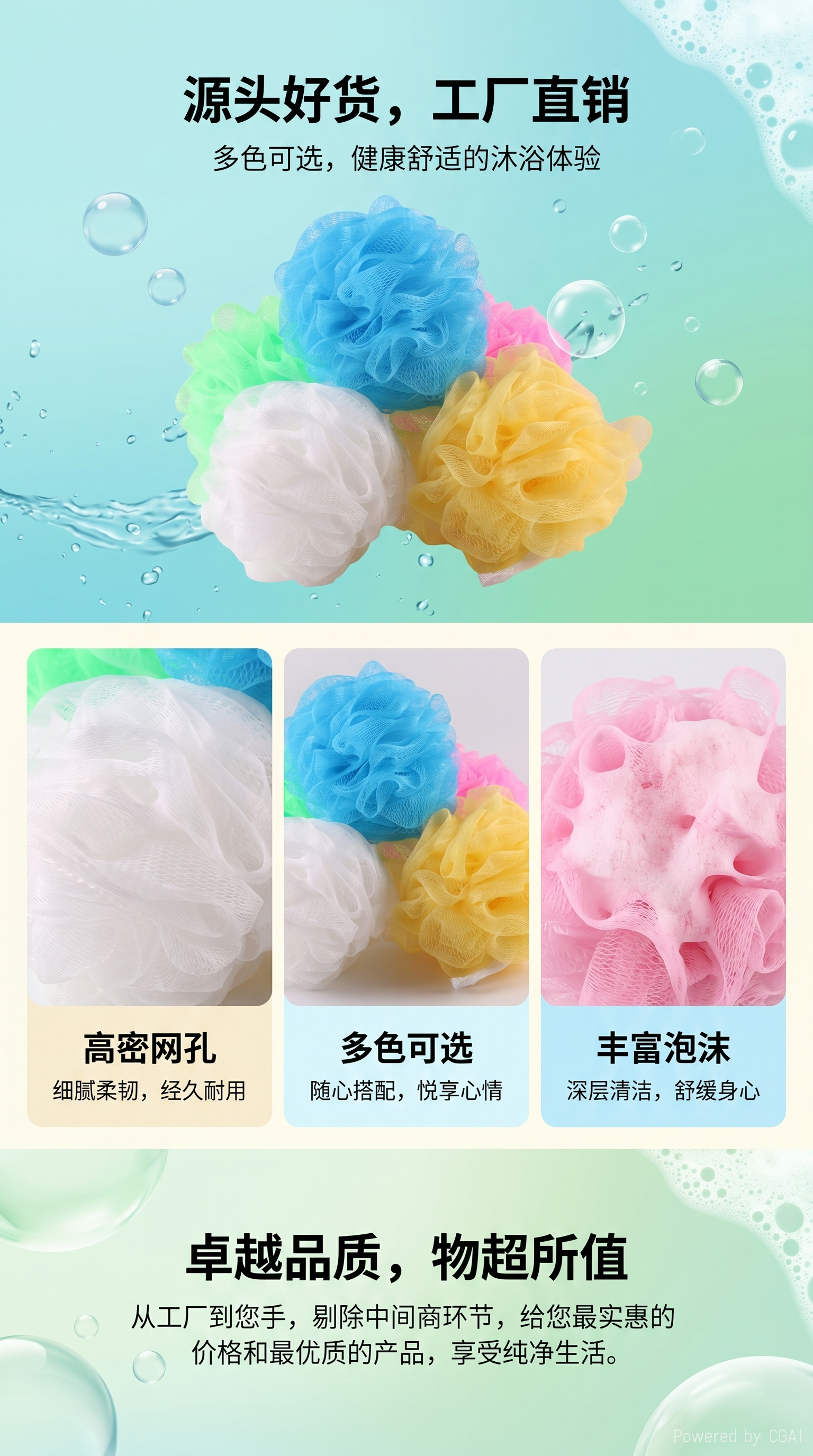 大量现货小号浴球10g20g30g40g50大克重浴花洗澡起泡网厂家批发详情1
