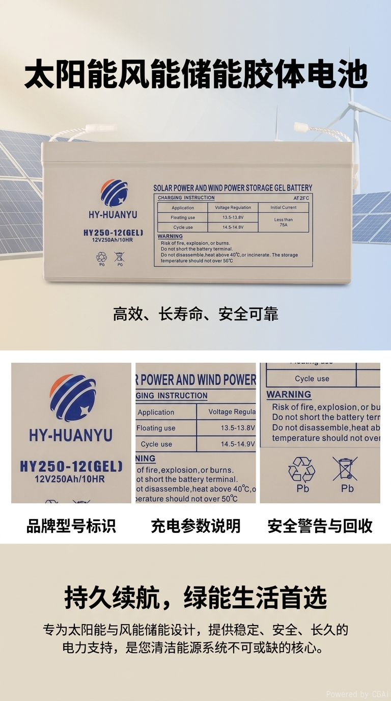 太阳能胶体电池深循环蓄电池UPS BATTERY12V250AH详情1