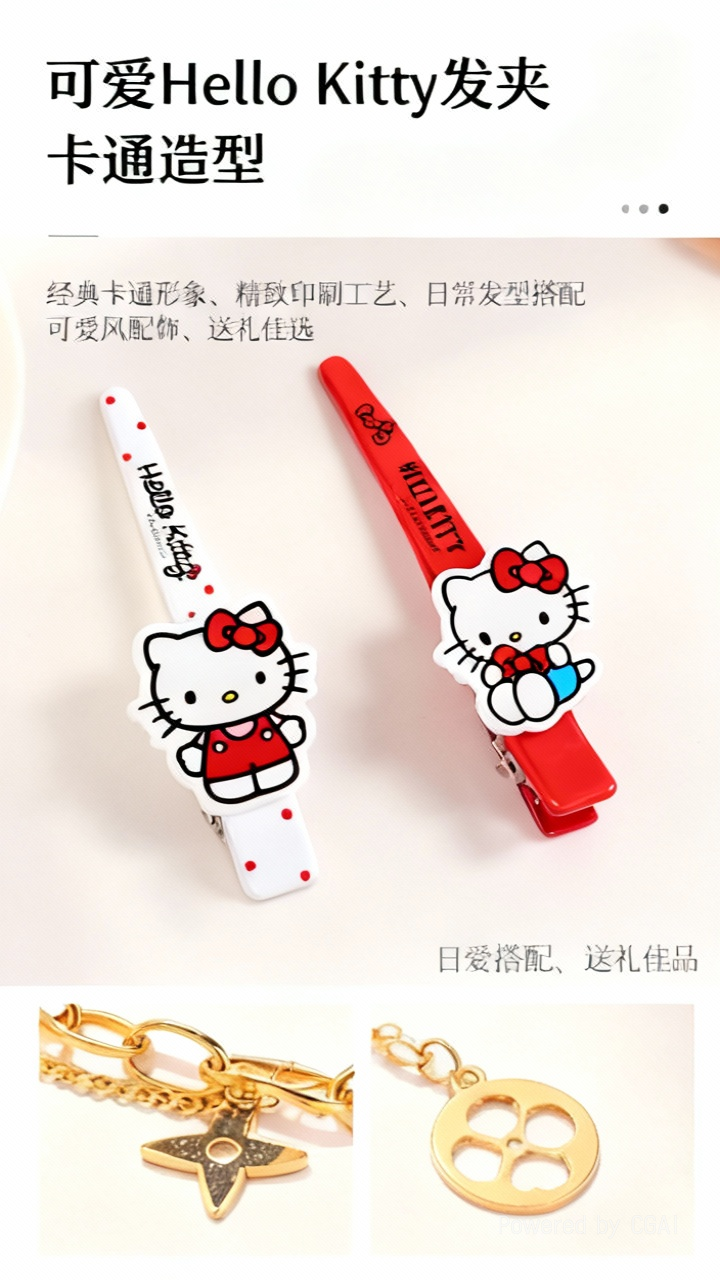 凯蒂猫萌系发卡女童公主风发饰套装KT猫蝴蝶结发夹宝宝碎发装饰详情1