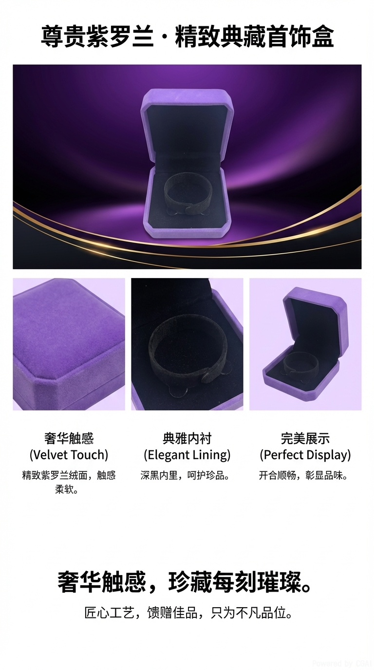 紫色礼盒创意礼品套装戒指拼豆流沙入油玩具亚克力KT猫女生用品详情1
