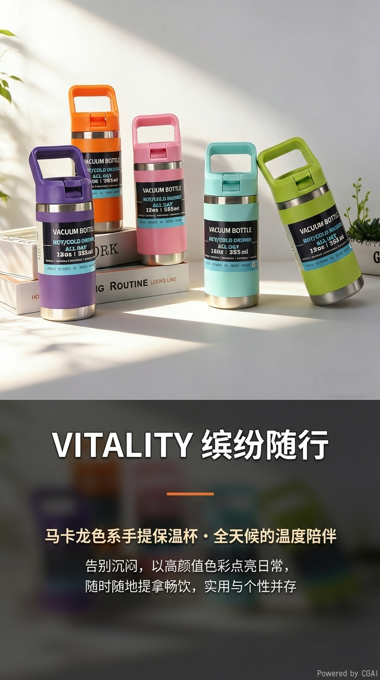 Wholesale 500ML Insulated Hiking Bottle With Handle Lid详情1