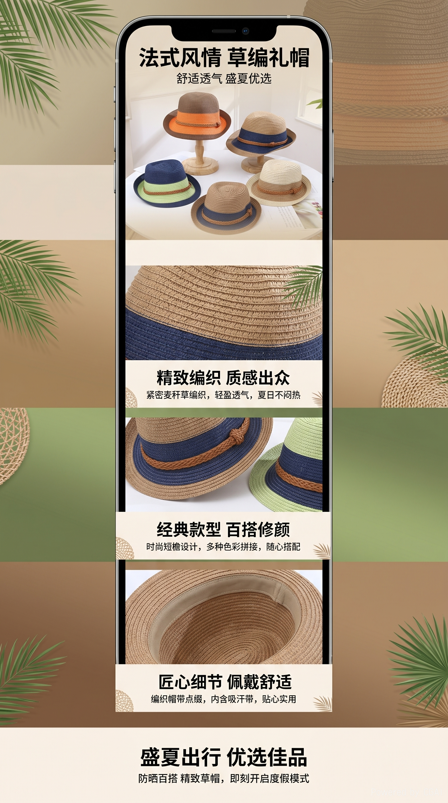Cross-border trendy color-blocked jazz hats, spring and summer vacation sun-protective top hats, British-style outdoor fashionable beach straw hats pic 1