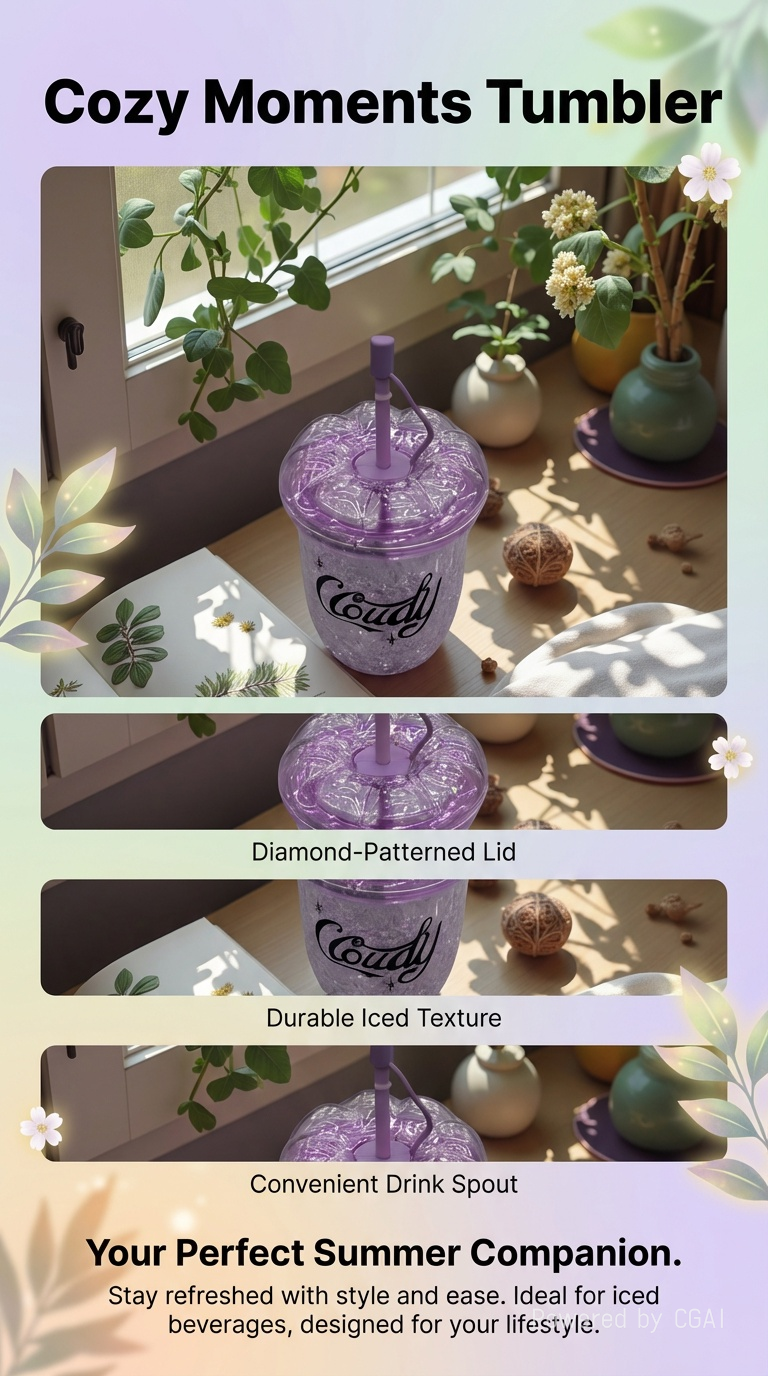 双层花瓣杯盖透明吸管杯网红咖啡杯高颜值饮料杯奶茶杯杯子详情1