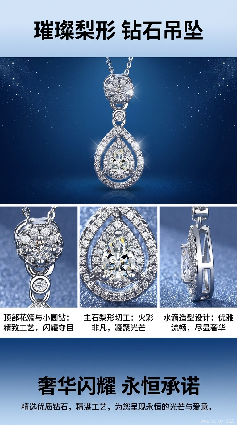 天然石珍珠项链女款拼接气质钻石吊坠18K金链条珍珠项链详情1
