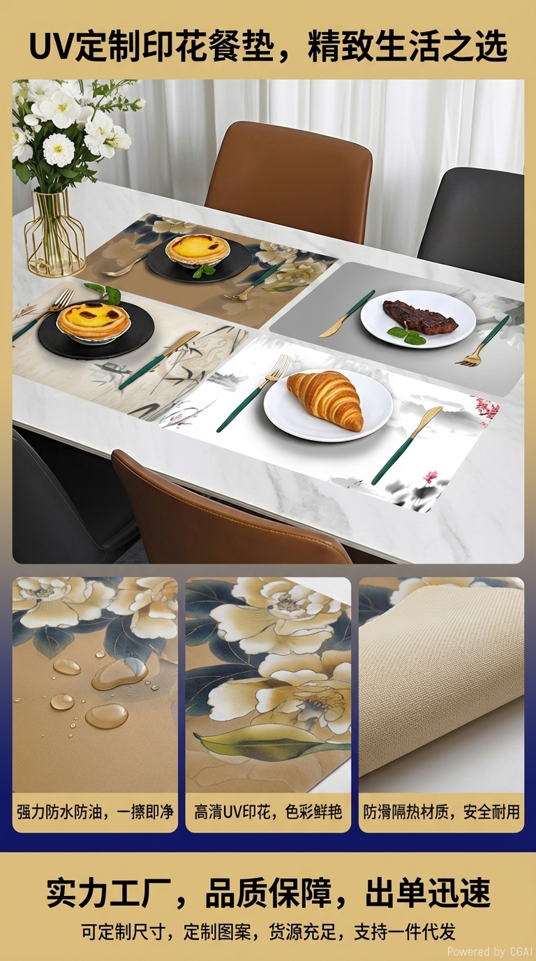 定制餐具UV印花餐垫套装一次性塑料餐具详情1