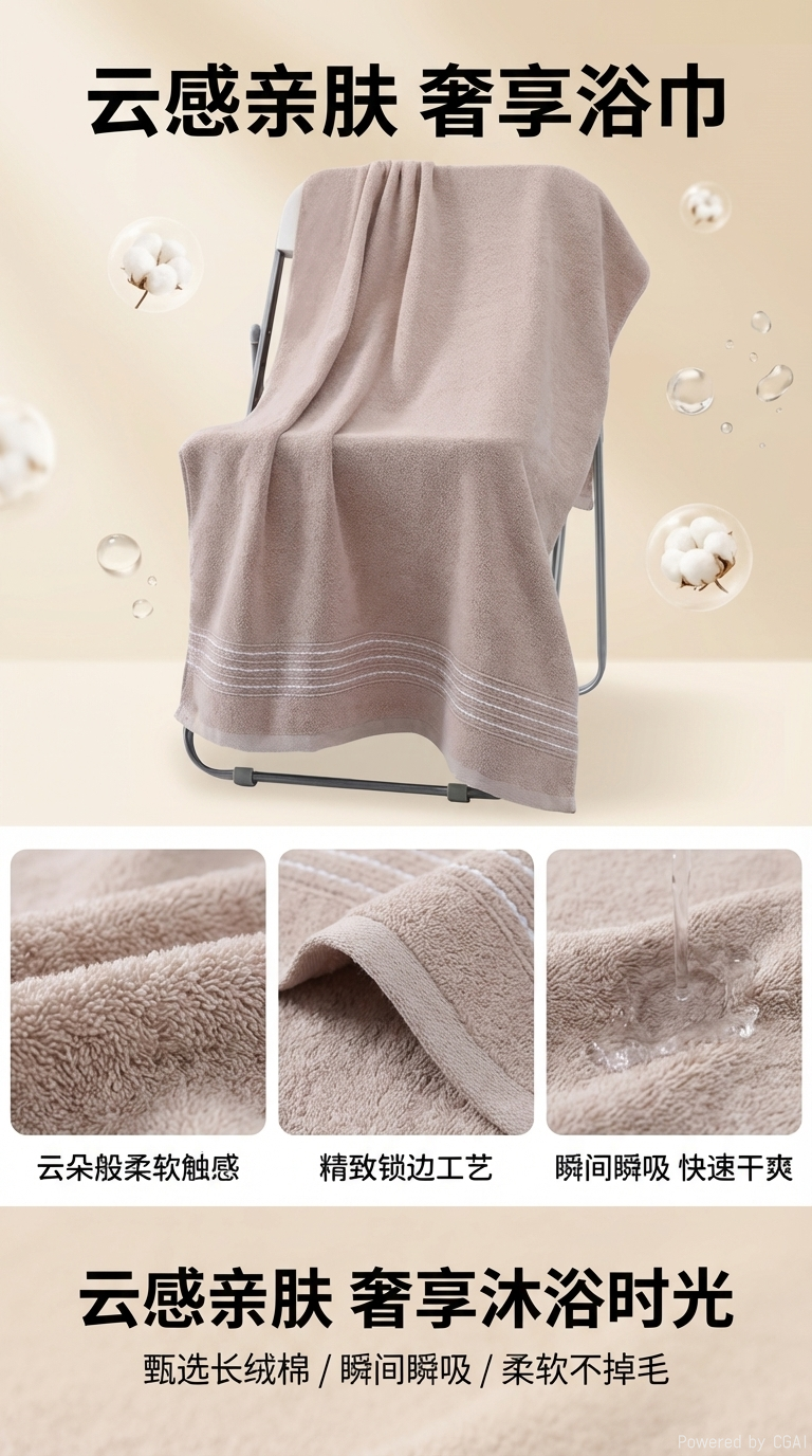 New bath towel gift, Class A, 16-count super soft yarn plain all-cotton broken wool Little bee towel 000 pic 1