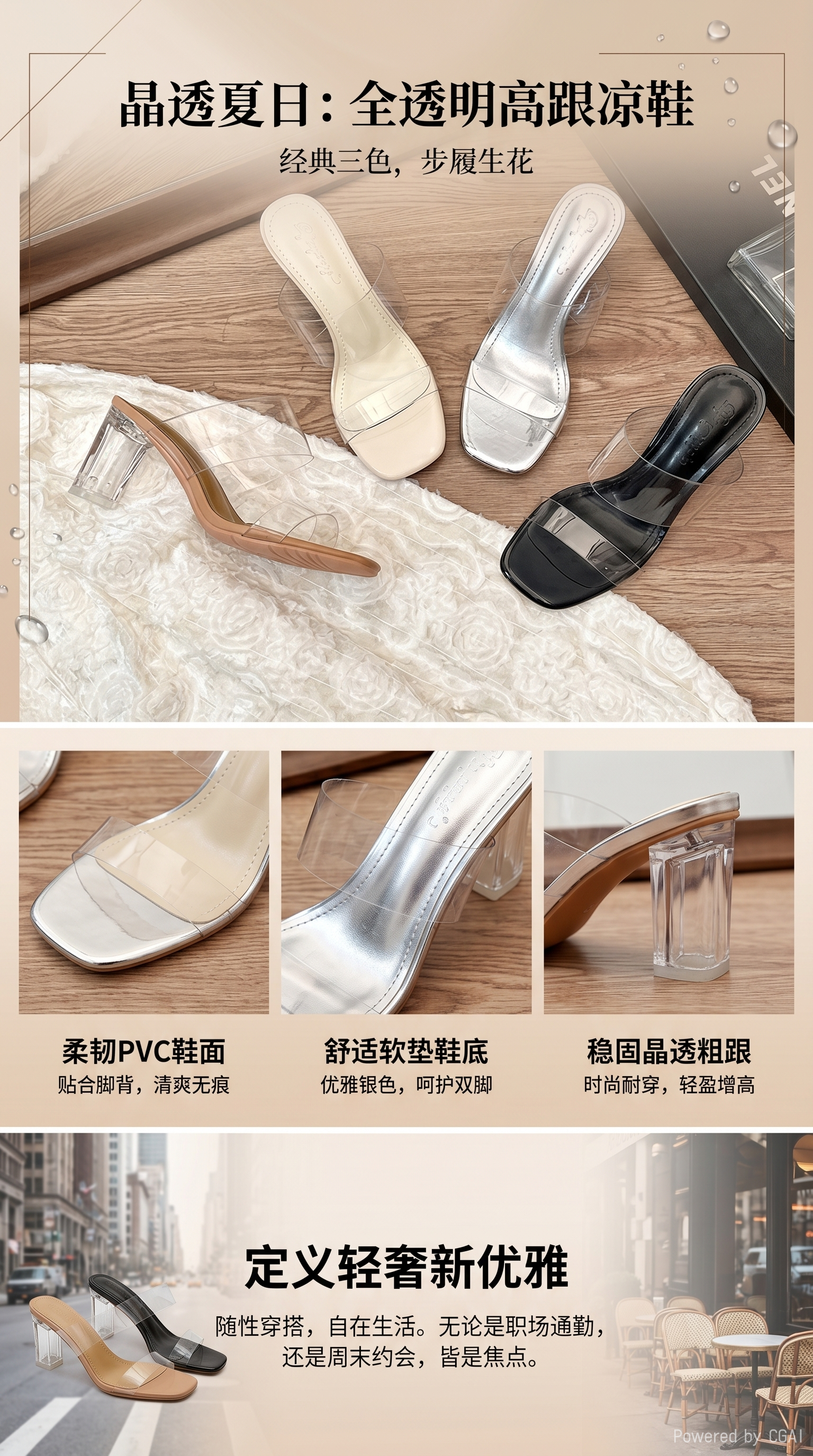 大东法式女鞋软底高跟凉鞋女式时装单鞋春秋款详情1