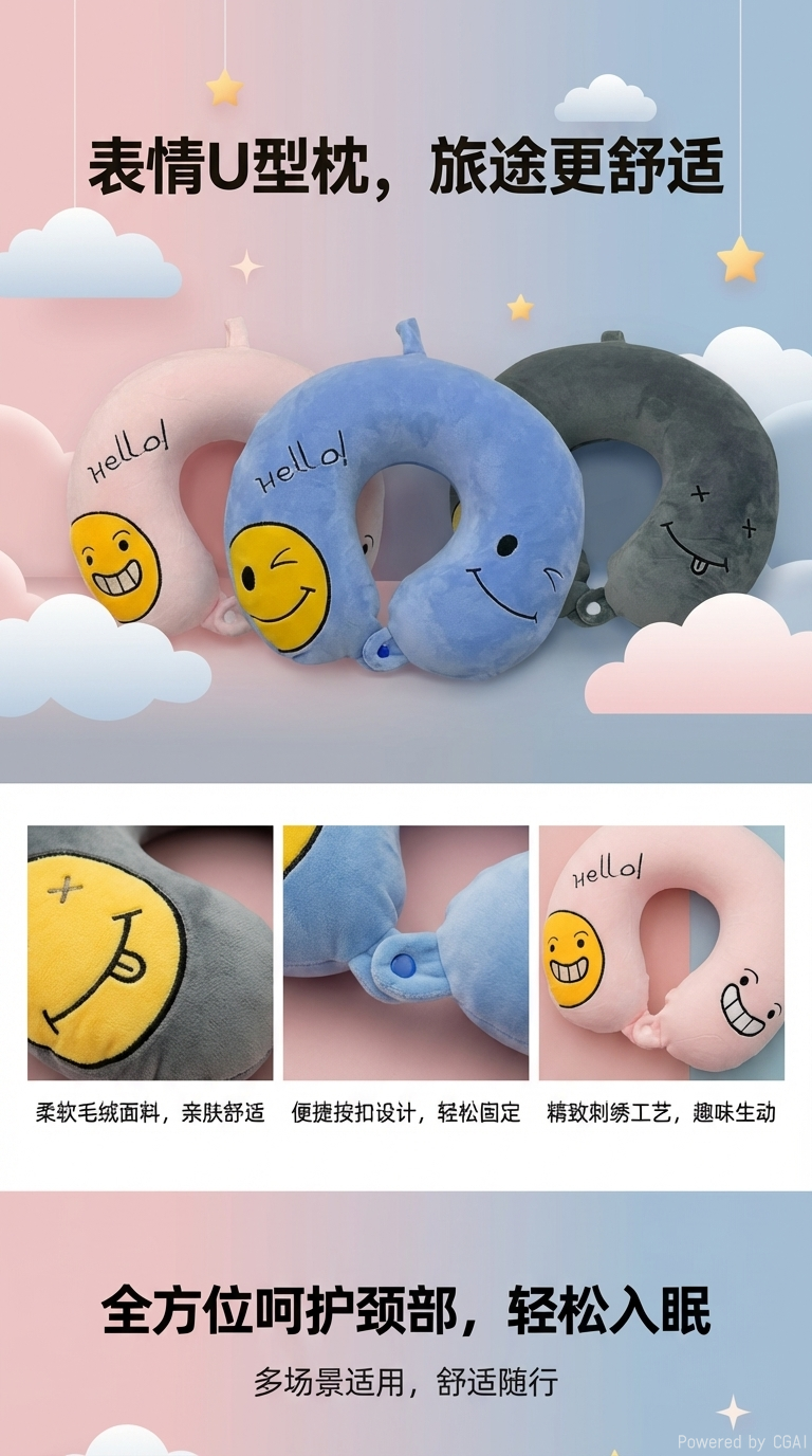 Self-inflating travel pillow 180g, portable, anti-collapse, comfortable support for travel sleep, a perfect tool pic 1
