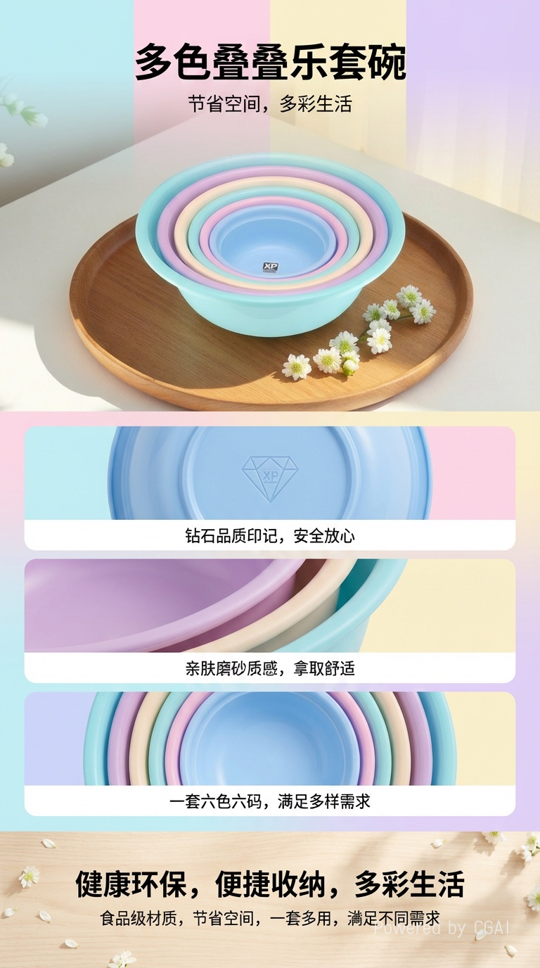 家用叠套塑料盆多规格洗菜盆婴儿专用小盆子宿舍洗漱盆 彩色渐变叠层塑料盆加厚耐用洗菜盆婴儿洗屁屁盆多规格组合盆详情1