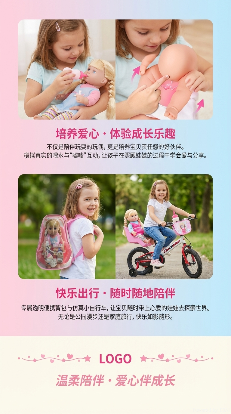 新洋娃娃高端宝宝娃娃玩具14寸搪胶PS注塑身，活眼娃娃带喝水/撒尿，6声IC opp袋装系列扮家家酒玩具-8详情3