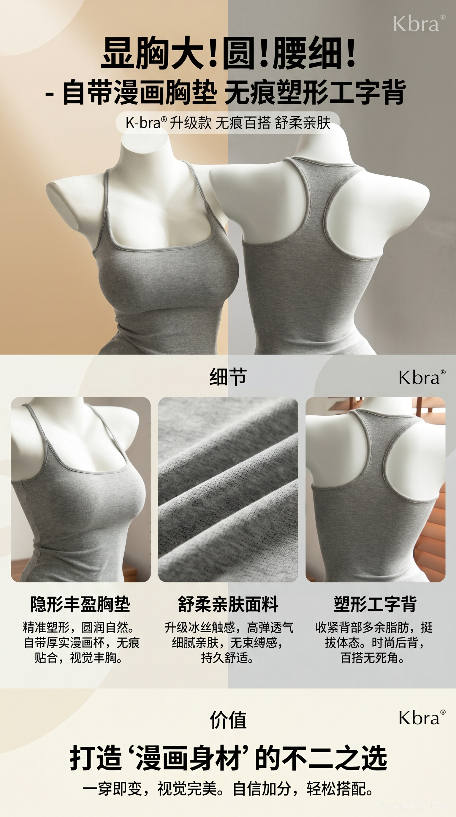 无痕吊带抹胸背心女修身百搭内搭上衣详情1
