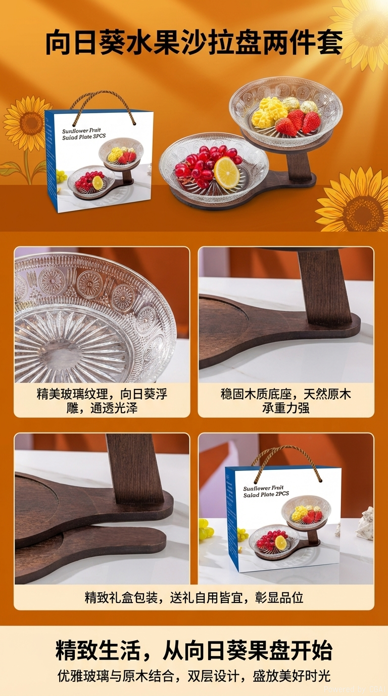 玻璃果盘轻奢玻璃餐具摆放盘果篮坚果分隔容器餐具收纳果盘详情1