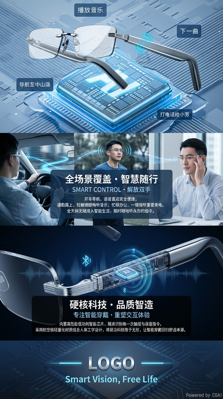 AI智能眼镜防蓝光眼镜FEITUN-FK0190-2智能眼镜详情3