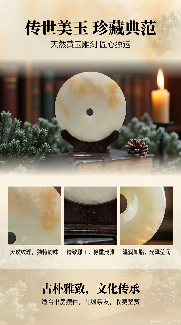 【 Ya Jin Pei 】 30 cm diameter Peace Pendant handicraft Jade Unreported plaque Retro style jewelry gift collection pic 1