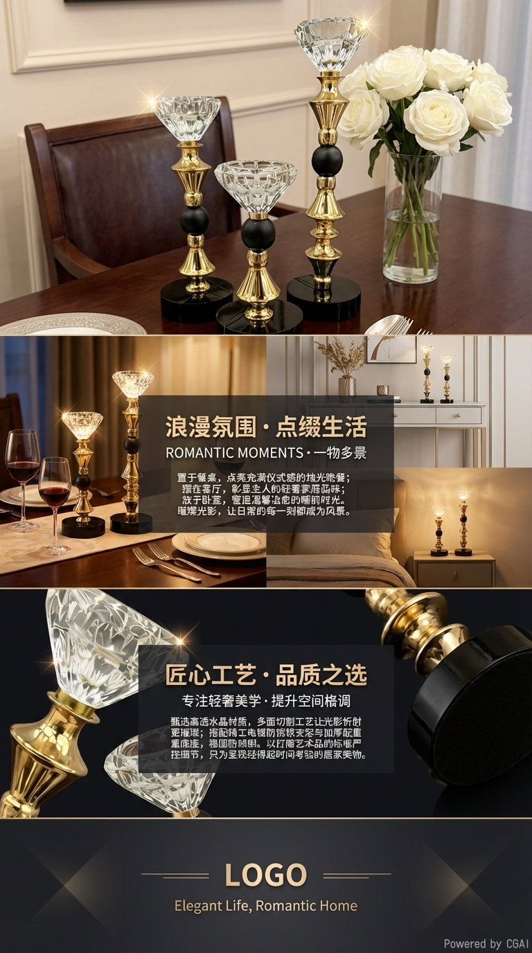 European-style decorative soft furnishings, wedding handicrafts, candlesticks, home items, candlesticks, candlestick handicrafts, candlesticks pic 3