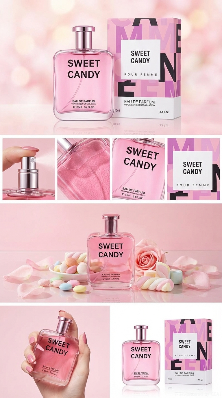 Sweet Candy香水瓶包装盒网红爆炸惊喜盒化妆品玻璃瓶矿泉水彩妆拉菲草元素详情2