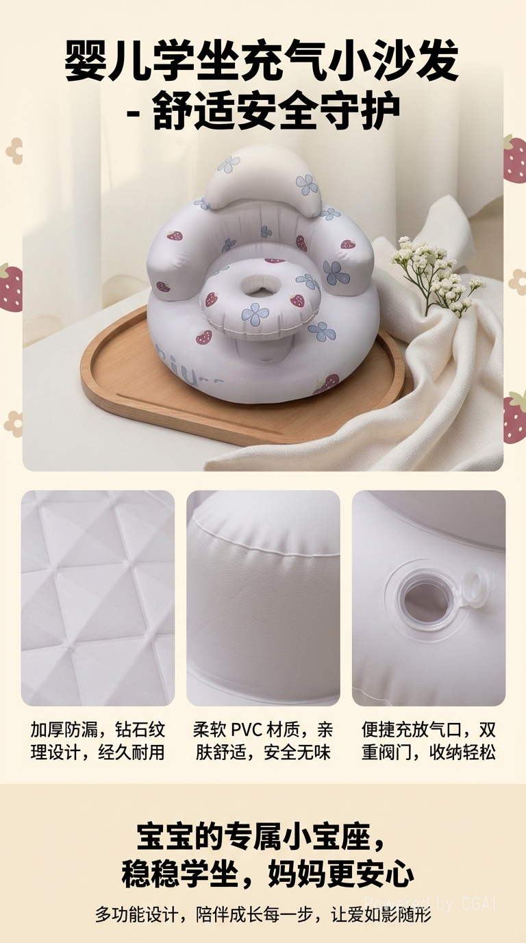 婴儿网纱坐垫沙发充气沙发宝宝安全详情1