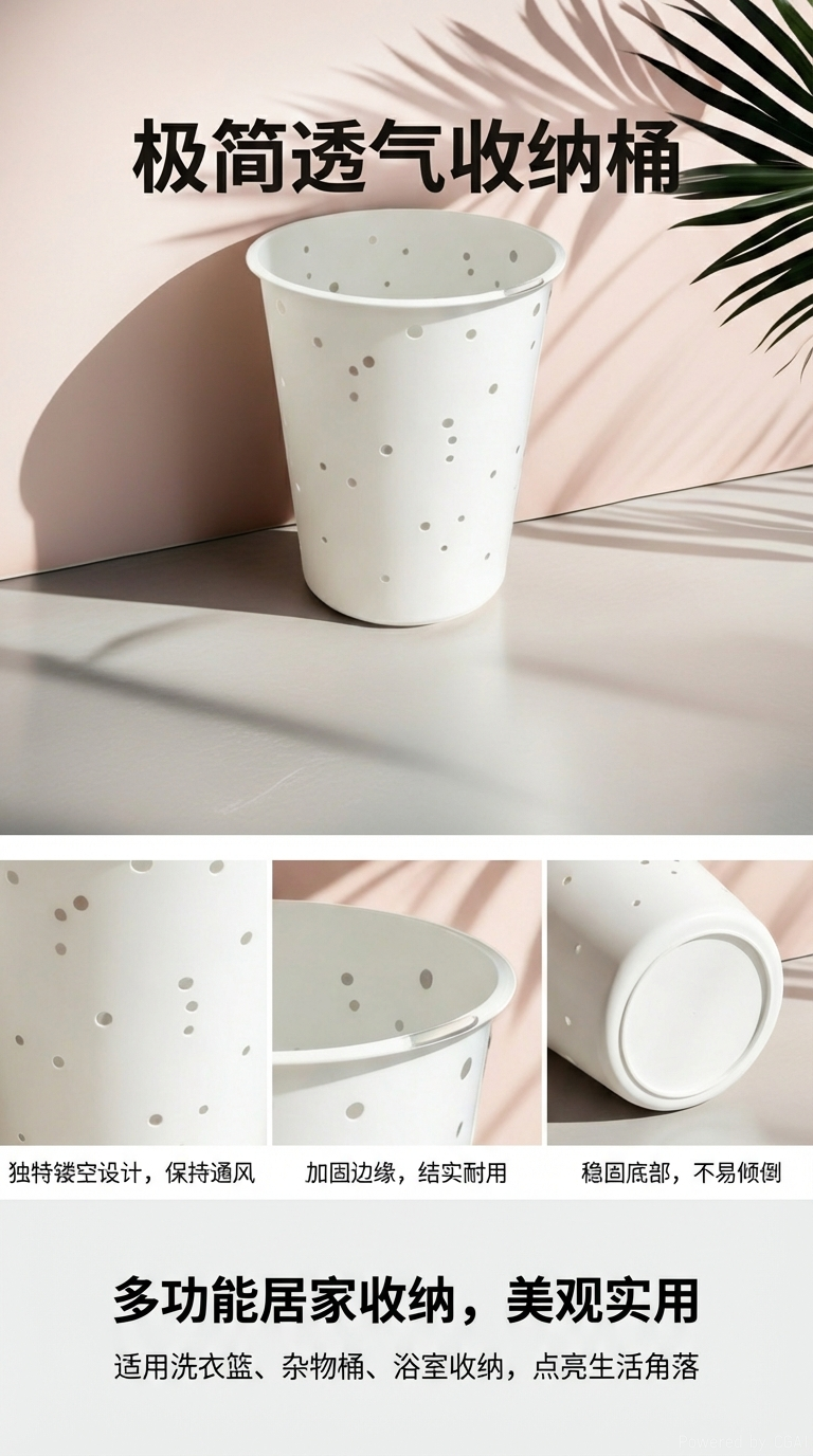 Nordic-style polka dot hollowed-out dirty clothes basket, large-capacity breathable laundry basket, bathroom and bedroom clothes storage basket, laundry basket with lid storage, dirty clothes basket wholesale pic 1