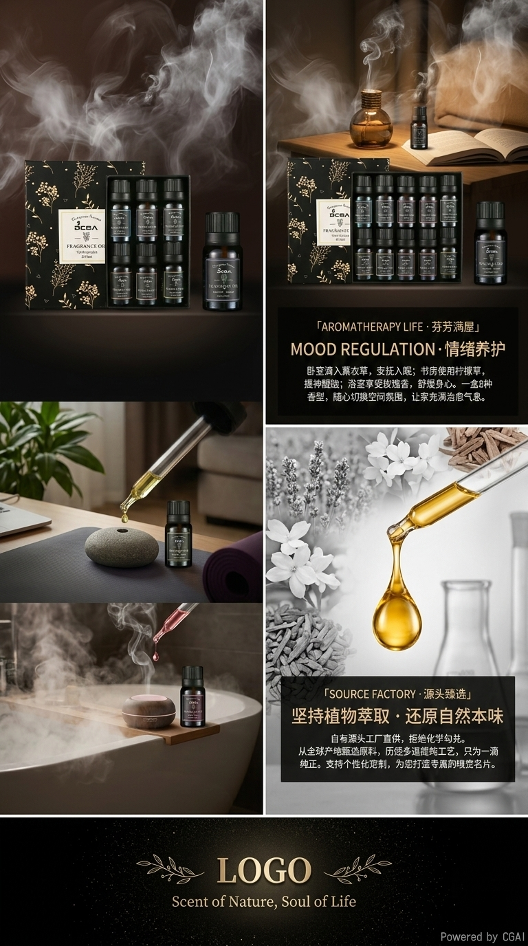 10ml Compound Aromatherapy Essential Oil Gift Box Set, Indoor air purification and humidifier Special water-soluble plant essential oil pic 3