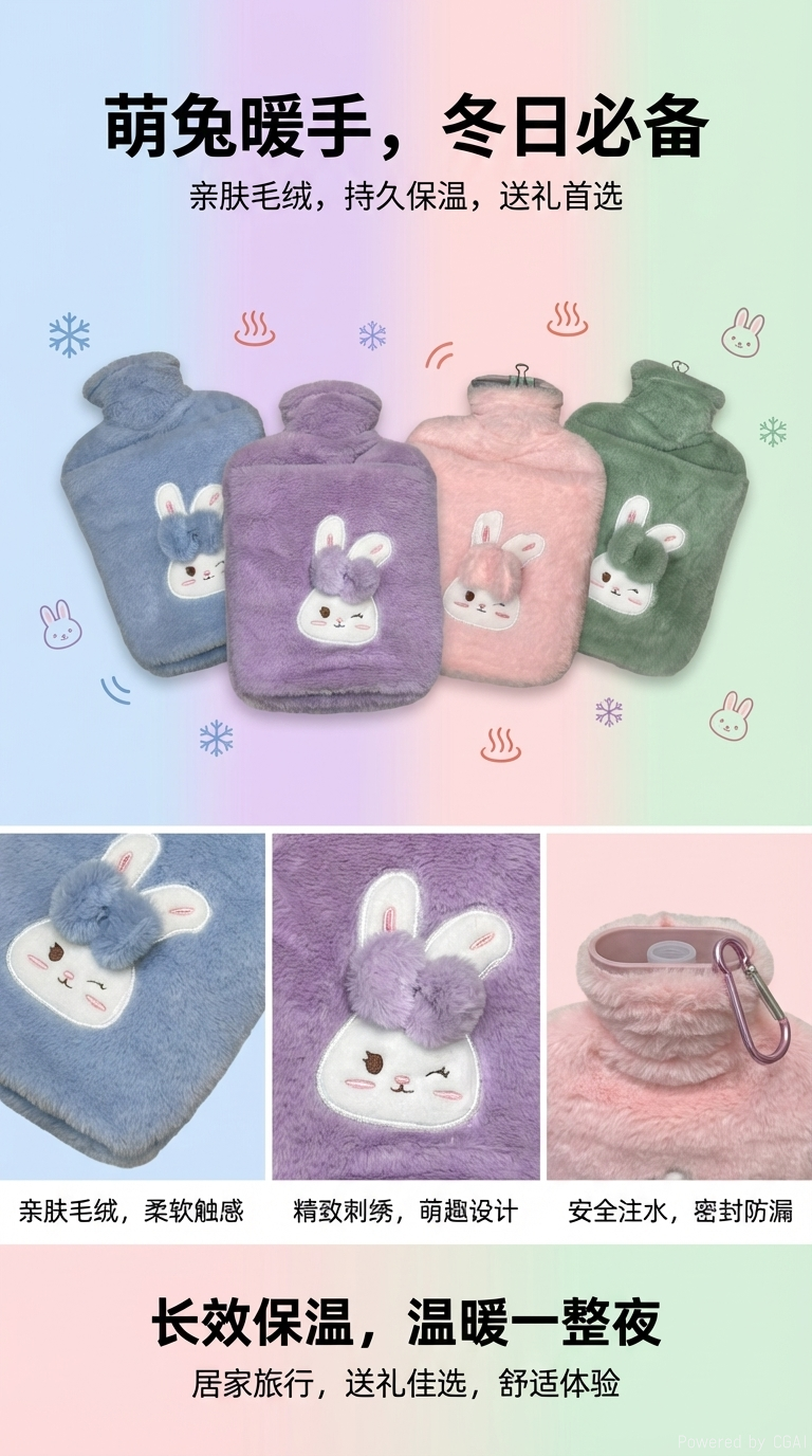 暖水袋学生冬季可爱腰带充水热水袋老式玩具注水详情1
