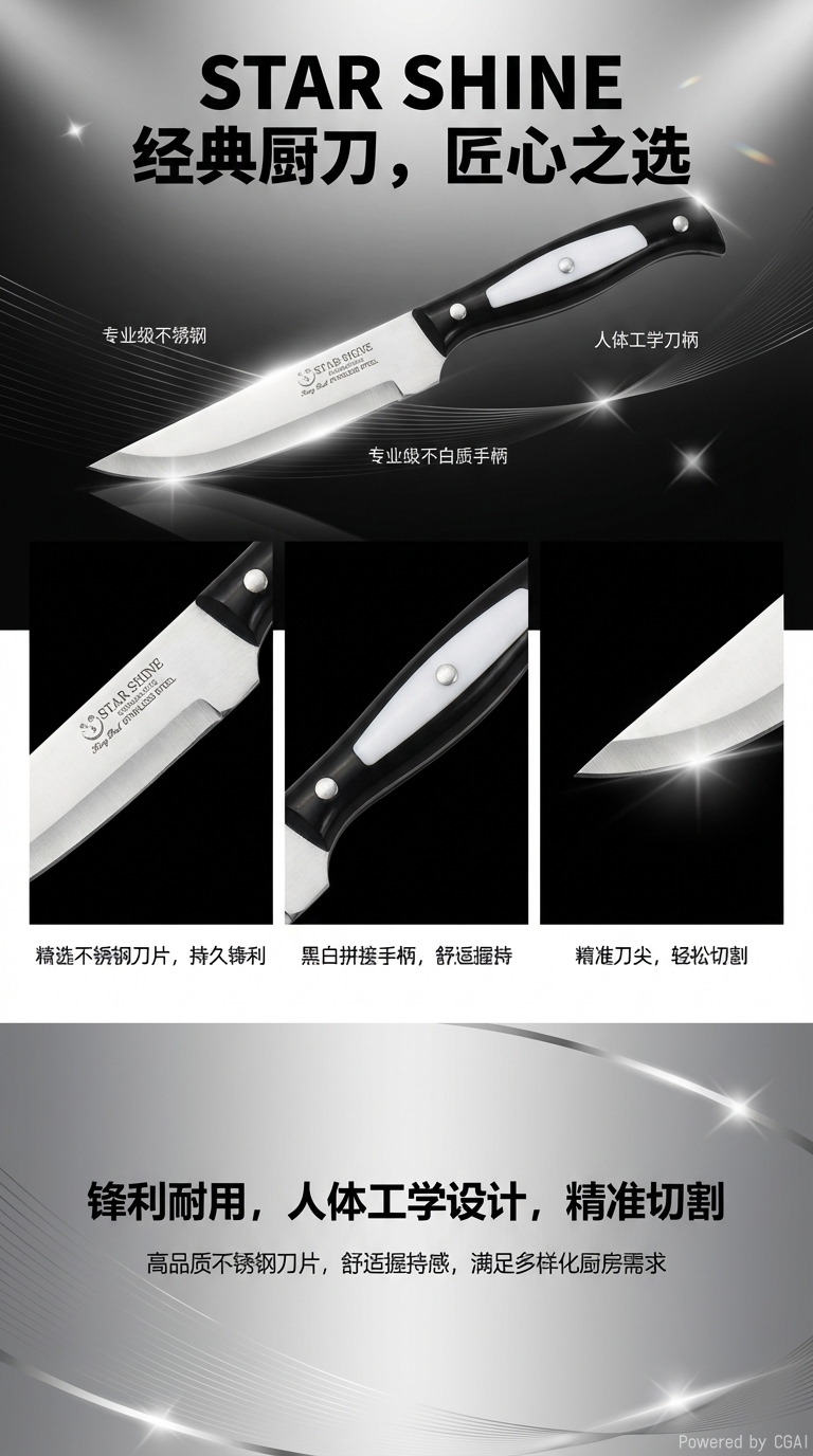CRJ-5混色水果刀（黑色手柄）详情1