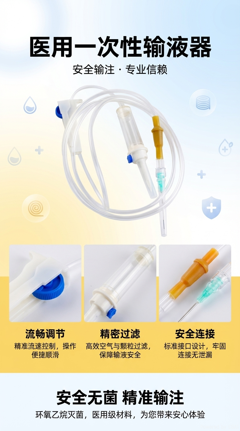Medical infusion set, disposable sterile injection infusion device, medical standard model AG pic 1