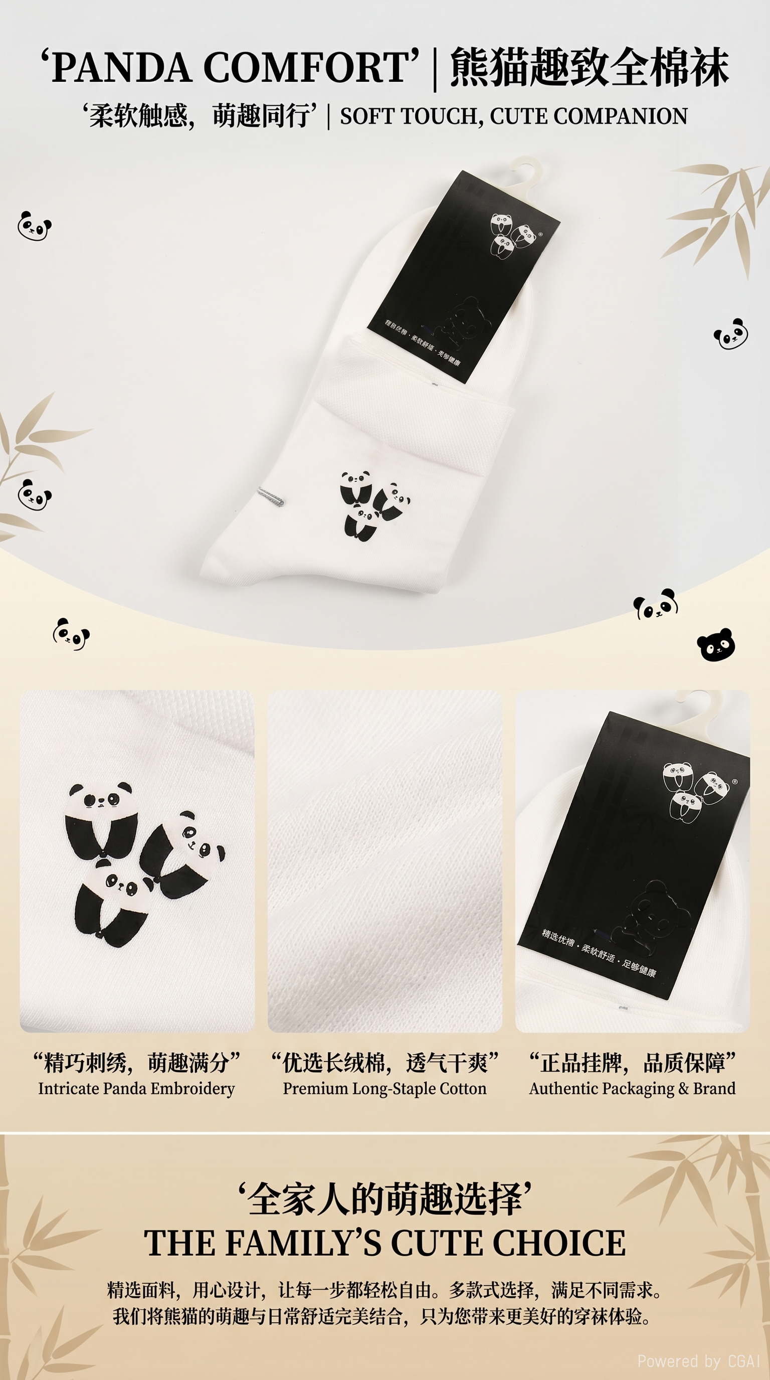 袜子时尚舒适熊猫卡通袜子百搭日常详情1