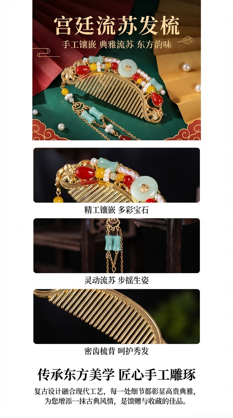 Mini hair combs with traditional Chinese trend and ancient style, small pendant hair combs, hair combing tools pic 1