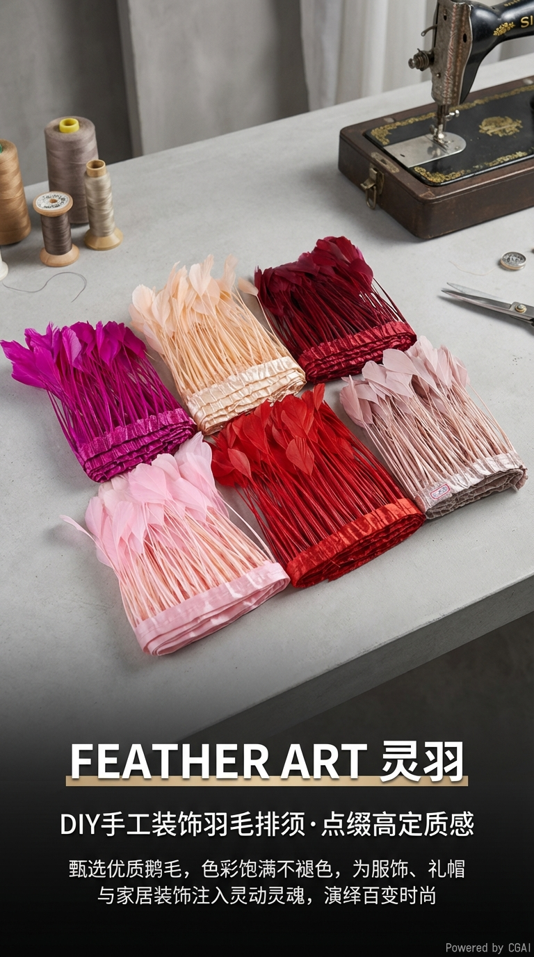 撕头鸡毛布边/羽毛布带diy羽毛裙边舞会服装辅料详情1