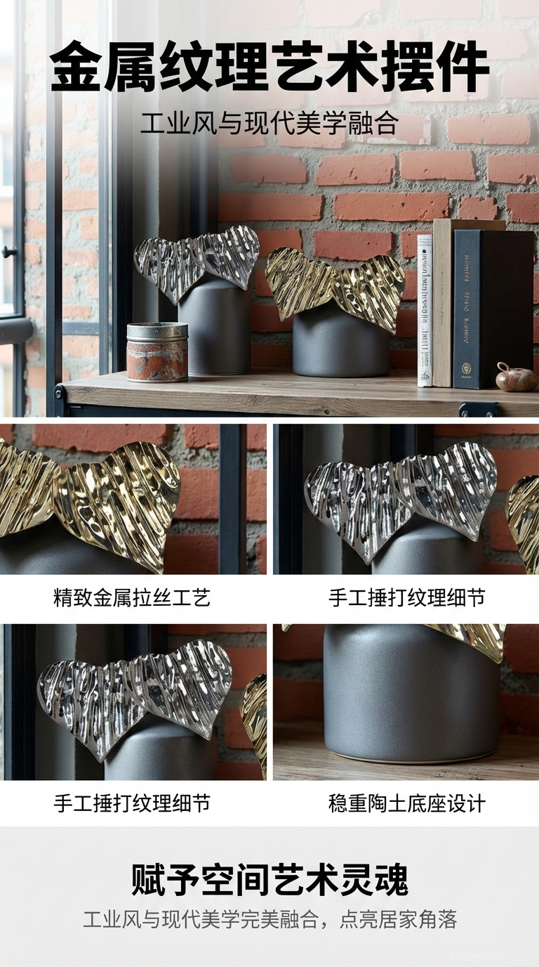 哇咔咪新品金属质感耳环在工业风砖墙旁，与书籍相映成趣，展现现代艺术与复古元素的完美融合。详情1