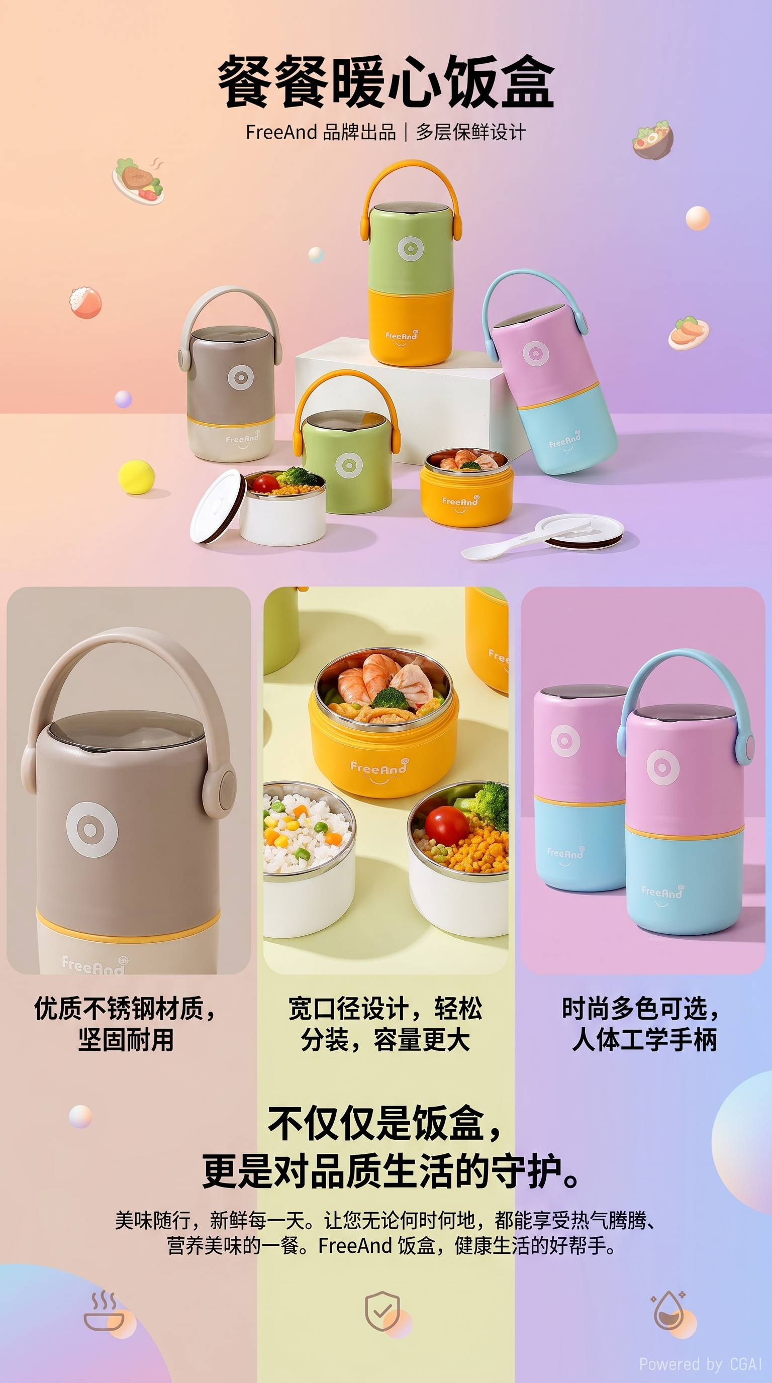 304不锈钢保温饭盒便携双层餐盒保温桶上班族学生带盖密封便当盒详情1