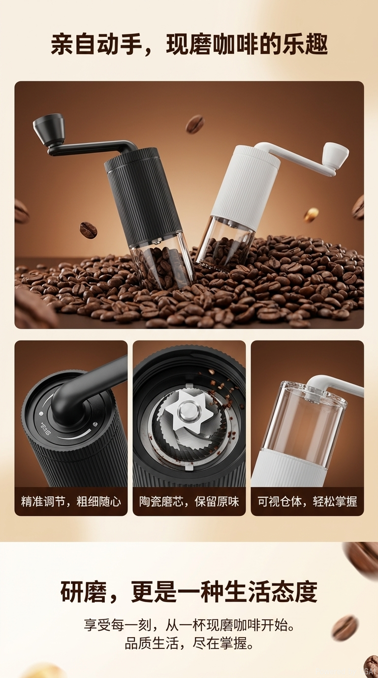 Hand-shaken coffee grinder, powder press, pepper grinder, hand-brewer, small household pic 1