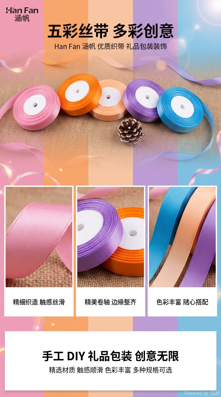 Colorful ribbon hair band, hair tie, Korean-style spliced hair tie, rubber band headwear, multi-color curly hair accessories pic 1