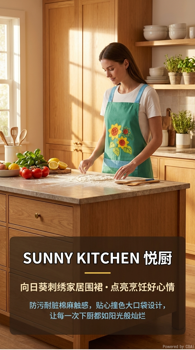 Korean-style embroidered household H-shaped shoulder strap apron, stain-proof and dust-proof, washable large baking corset pic 1