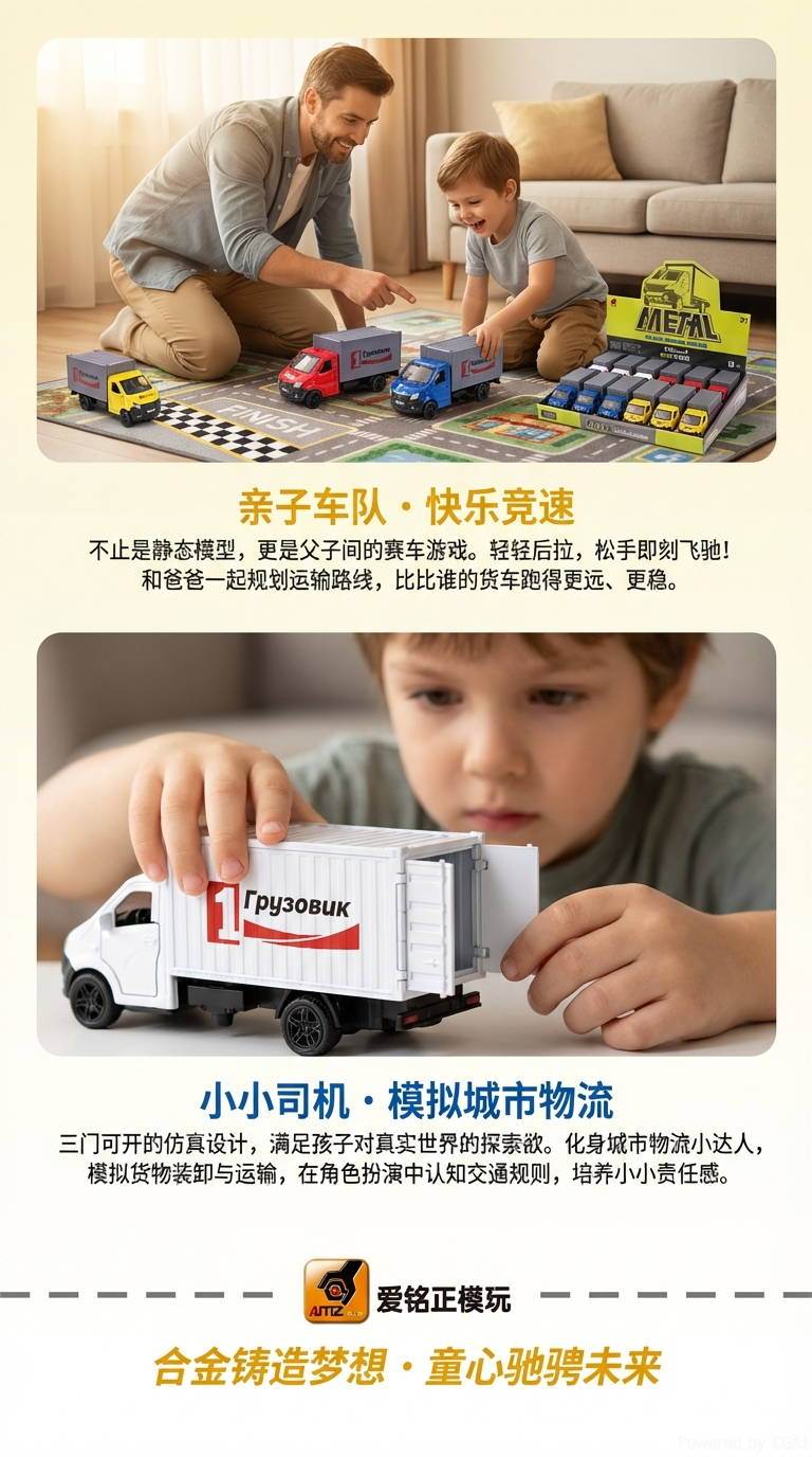 1比36金属合金货柜车模型四款颜色蓝色红色黄色白色带包装展示盒儿童玩具车模小汽车玩具老爷车详情3