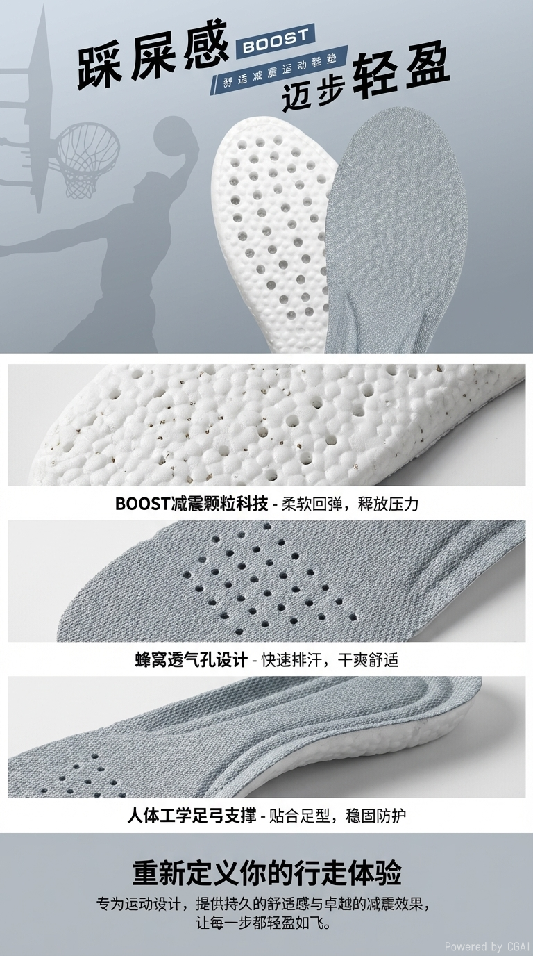 踩屎感PU高弹鞋垫详情1