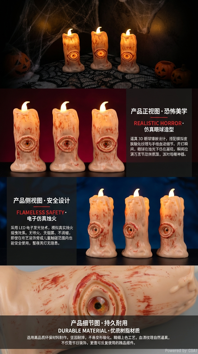 万圣节血眼珠灯LED电子发光蜡烛灯装饰派对眼珠灯详情2