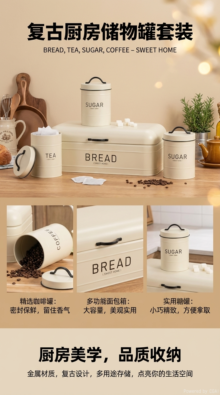 铁密封罐餐盒咖啡罐收纳储物罐面包零食罐详情1